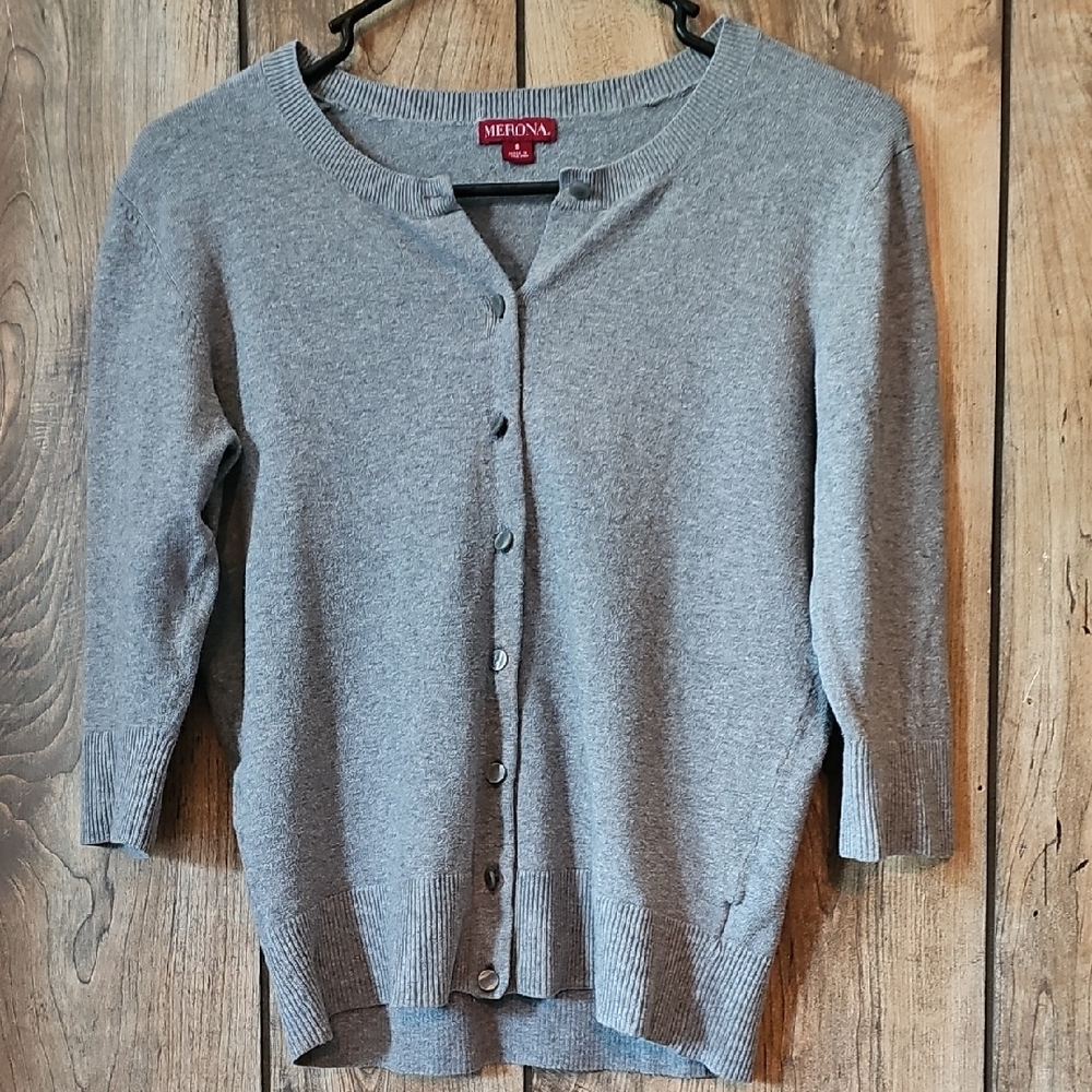 Merona Gray Classic Knit Cardigan Sweater